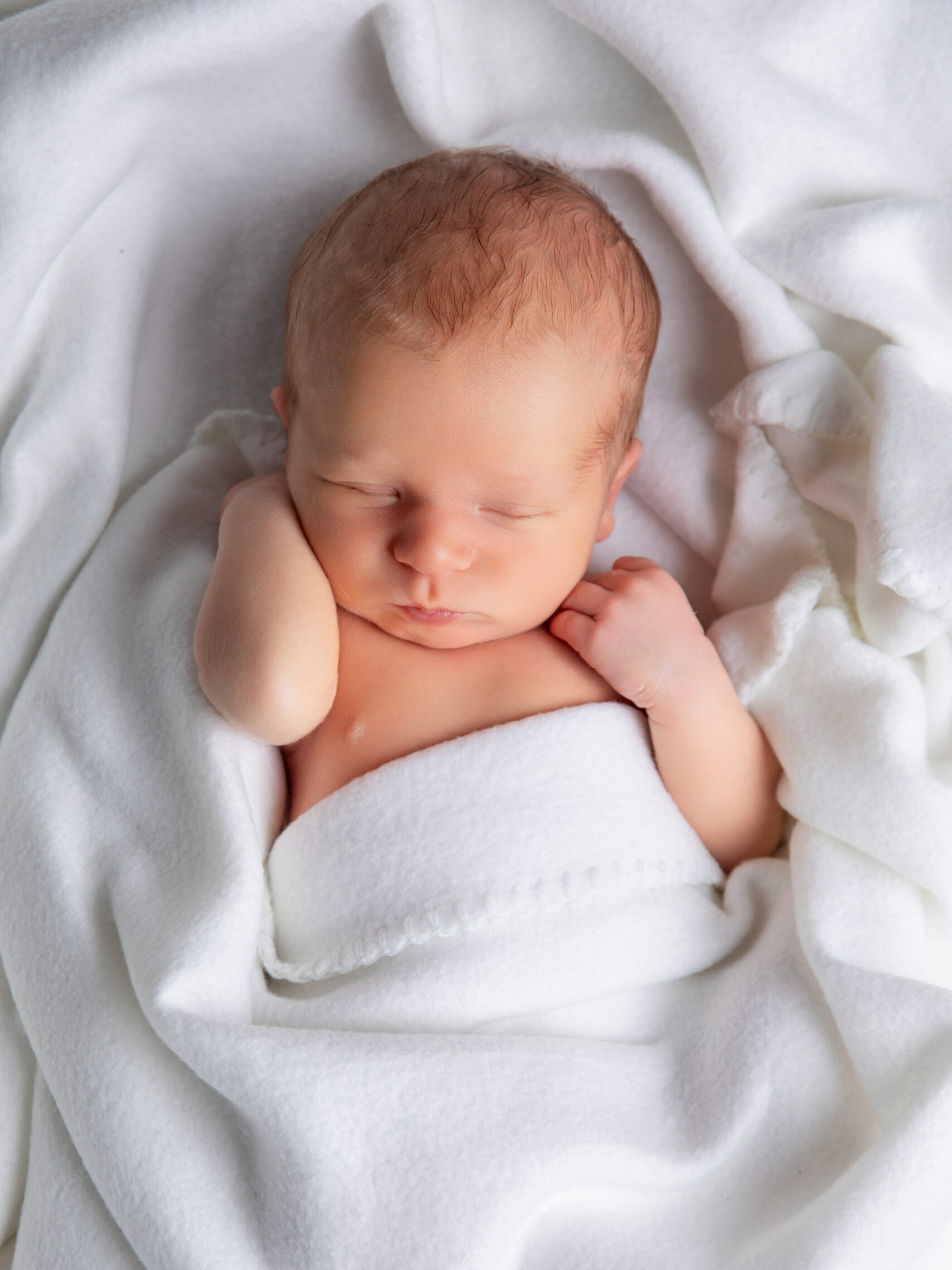 Fine Art Newborn Portrait in weichen Naturtönen