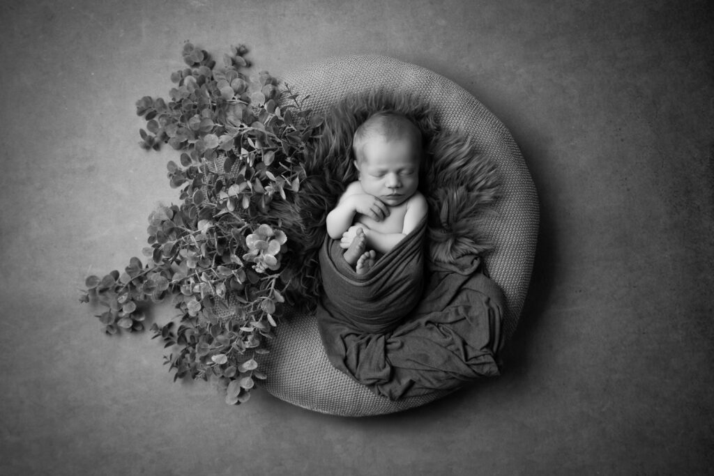 Editorial Newborn Portrait in monochromen Naturtönen